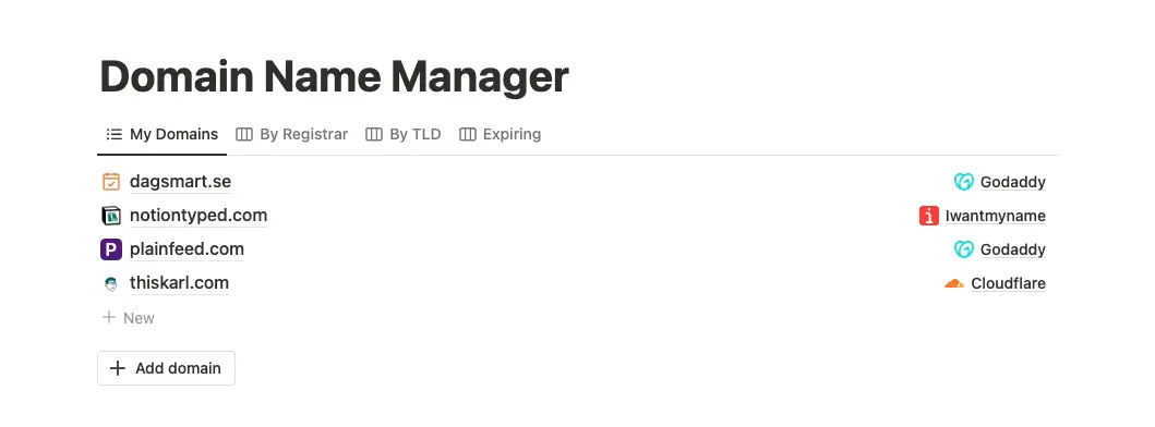 Notion Domain Manager Screenshot